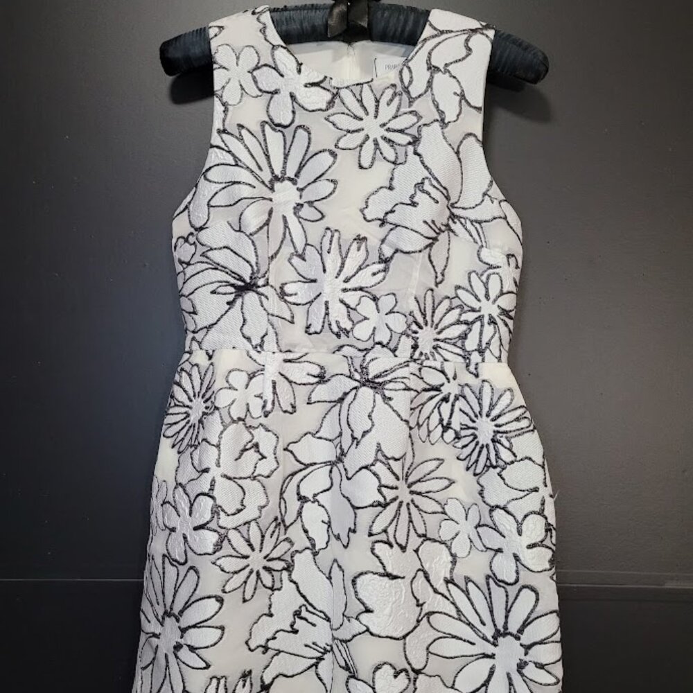 NWT Prabal Gurung White Black Floral Jacquard Taffeta Mini Dress sz 6